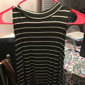 Green and white striped top
